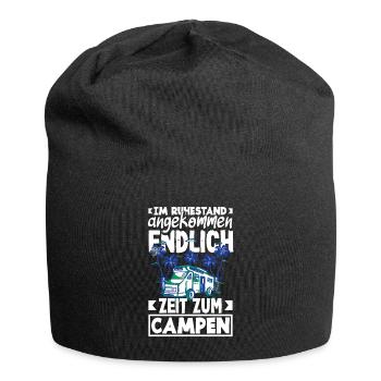 Im Ruhestand angekommen - endlich Zeit zum Campen - Jersey-Beanie - Schwarz - Vorne