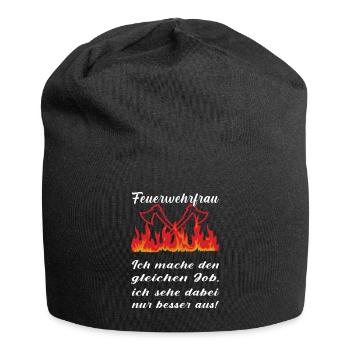 Feuerwehrfrau - Jersey-Beanie - Schwarz - Vorne