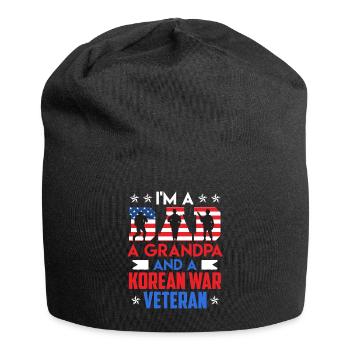 Veteran Grandpa Dad Soldier America Military Fan - Jersey Beanie - black - Front