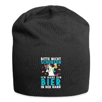 Bitte Nicht Schubsen Ich Habe Bier In Der Hand - Jersey-Beanie - Schwarz - Vorne