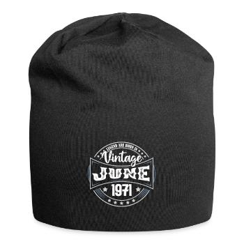 1971 Juni. Geburtstagsgeschenk Juni 1971. Juni - Jersey-Beanie - Schwarz - Vorne