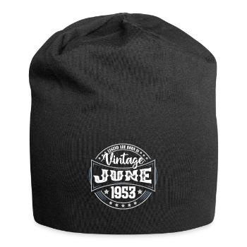 1953 Juni. Geburtstagsgeschenk Juni 1953. Juni. - Jersey-Beanie - Schwarz - Vorne