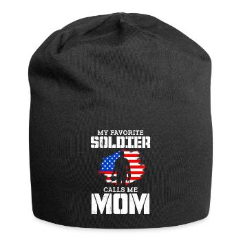 Proud Mom Soldier Military Fan America USA - Jersey Beanie - black - Front