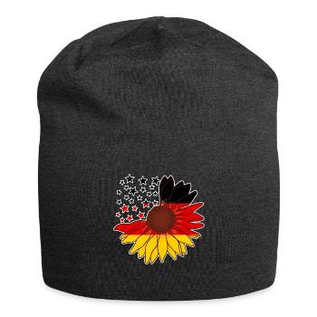 Deutschland Sonnenblume Schwarz Rot Gold Patriot - Jersey-Beanie - Anthrazit - Vorne
