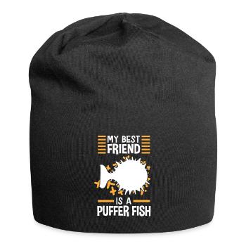Kugelfisch ist mein Freund Riesenkugelfisch - Jersey-Beanie - Schwarz - Vorne