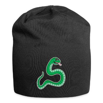 Schlange - Grüne Schlange - Jersey-Beanie - Schwarz - Vorne