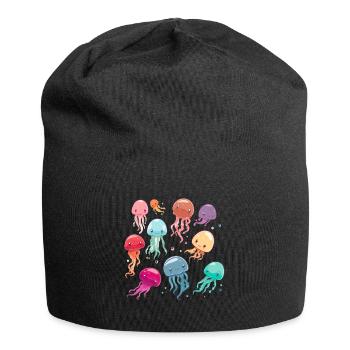 Qualle Schwarm Sea Beach Meduse Marine Diver - Jersey-Beanie - Schwarz - Vorne