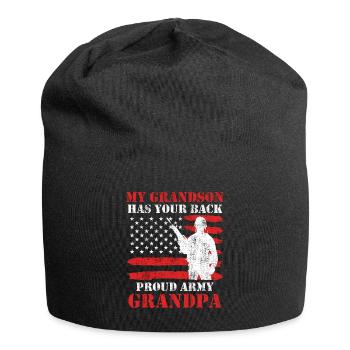 Stolzer Opa Soldaten Enkel Army Fan Amerika - Jersey-Beanie - Schwarz - Vorne