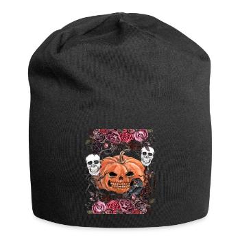 Unheimliche Totenköpfe mit Halloween-Kürbis - Jersey-Beanie - Schwarz - Vorne