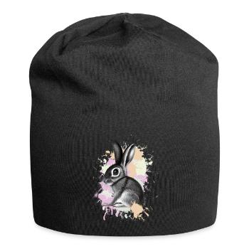 Hase Kaninchen - Jersey-Beanie - Schwarz - Vorne