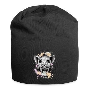 Schwein - Jersey-Beanie - Schwarz - Vorne