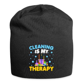 Cleaning Is My Therapy - Jersey-Beanie - Schwarz - Vorne