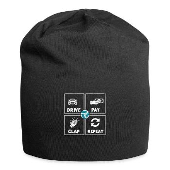 Conduire, payer, applaudir, répéter, manger, dormir, - Bonnet en jersey - noir - Devant