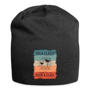 Yoga Class I Thought You Said Pour A Glass - Jersey Beanie - black - Front