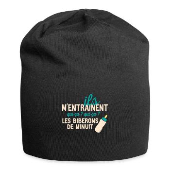 Les joies du biberon de minuit - Bonnet en jersey - noir - Devant