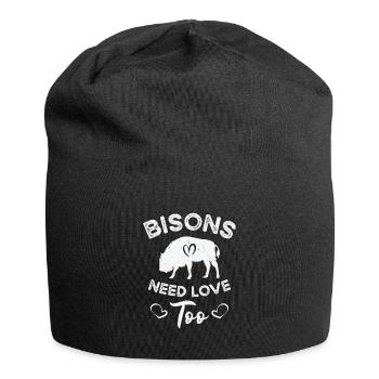Weltnaturschutztag Retro-Bison Wildlife Tierschutz - Jersey-Beanie - Schwarz - Vorne