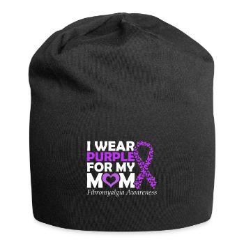 Fibromyalgia awareness I wear purple for my - Jersey Beanie - black - Front