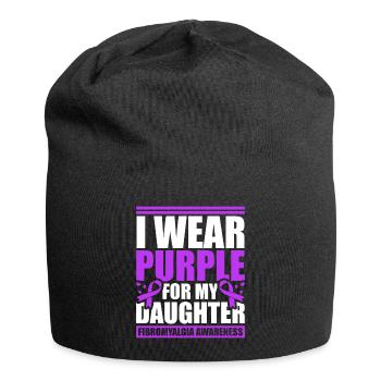 I wear purple for my daughter - Jersey Beanie - black - Front