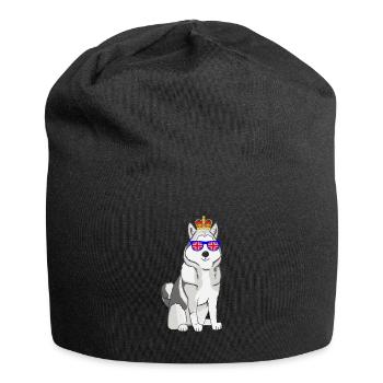 Husky Queen Elizabeth II British Crown Dog - Jersey Beanie - black - Front