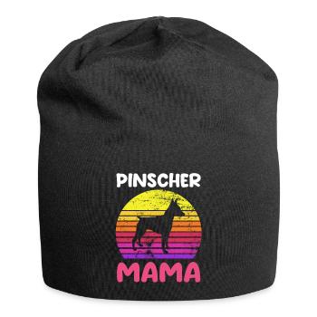 Hund Pinscher Mama - Jersey-Beanie - Schwarz - Vorne