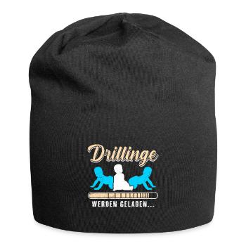 Drillinge werden geladen 2024 werdende Mama - Jersey-Beanie - Schwarz - Vorne