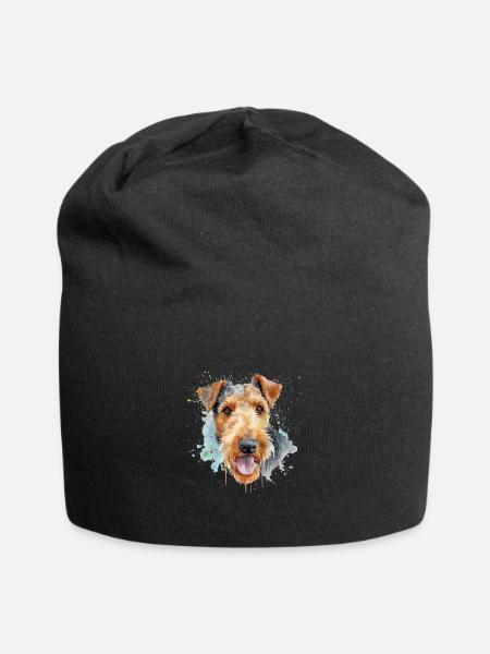 Airedale Terrier - Jersey-Beanie - Schwarz