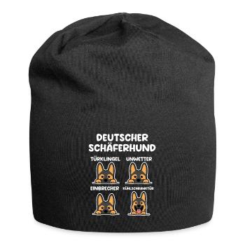 Hund Schäferhund - Jersey-Beanie - Schwarz - Vorne