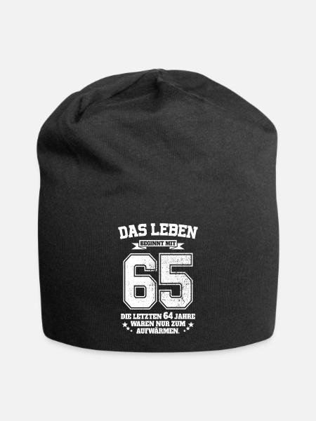 65. Geburtstag Geschenk Das Leben Beginnt Mit 65 - Jersey-Beanie - Schwarz