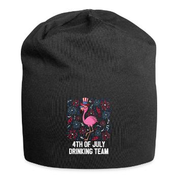 4 juillet Équipe de boisson Drapeau américain Flamant rose - Bonnet en jersey - noir - Devant