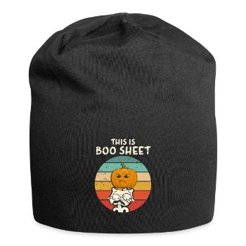This Is Boo Sheet Pumpkin Trick Or Treat Halloween - Jersey-Beanie - Schwarz - Vorne