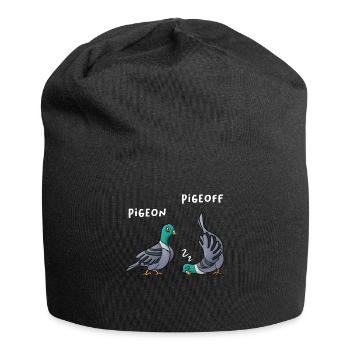 PigeON PigeOFF pigeon pigeons funny - Jersey Beanie - black - Front