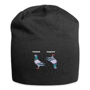 PigeON PigeOFF pigeon pigeons funny - Jersey Beanie - black - Front