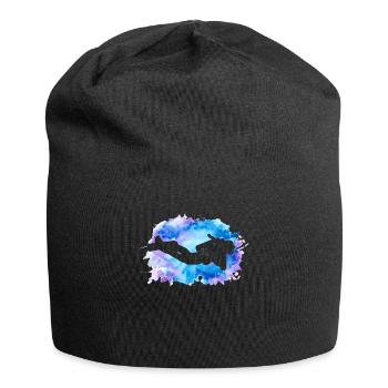Diving Retro Watercolor Underwater Apnea Diver - Jersey Beanie - black - Front