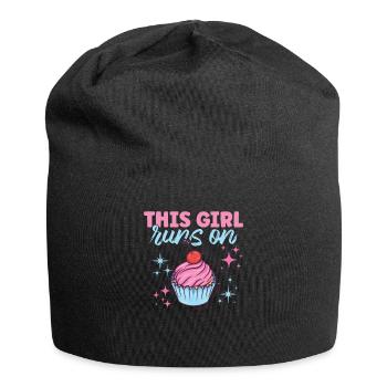 Mit disen Design Girl Runs On Cupcake - Jersey-Beanie - Schwarz - Vorne