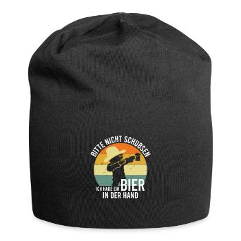 Bitte Nicht Schubsen Ich Habe Bier In Der Hand - Jersey-Beanie - Schwarz - Vorne