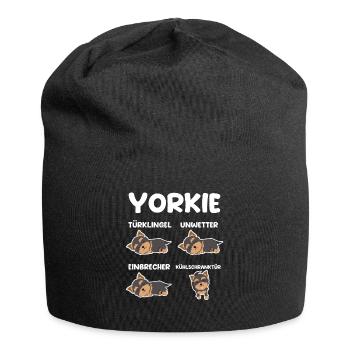 Hund Yorkie - Jersey-Beanie - Schwarz - Vorne