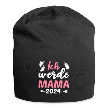 Ich werde Mama 2024 Baby Ankündigung Vorhersage - Jersey-Beanie - Schwarz - Vorne