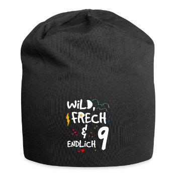 Wild Frech & endlich 9 Kindergeburtstag - Jersey-Beanie - Schwarz - Vorne