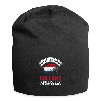 Ich Muss Nach Holland Die Fische Vermissen Mich - Jersey-Beanie - Schwarz - Vorne