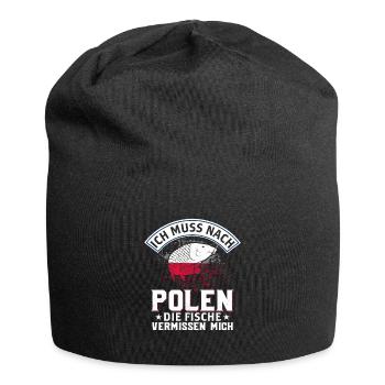 Ich Muss Nach Polen Die Fische Vermissen Mich - Jersey-Beanie - Schwarz - Vorne