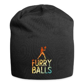 Pelzige Bälle - Lustiges Tennis - Jersey-Beanie - Schwarz - Vorne