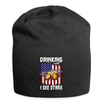 4th Of July Drinking Until I See Stars USA Flag - Jersey Beanie - black - Front