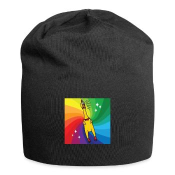 Rubber Chickens Regenbogen Gummihuhn - Jersey-Beanie - Schwarz - Vorne