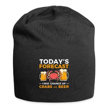 Die heutige Vorhersage: 100% Chance auf Krabben und Bier - Jersey-Beanie - Schwarz - Vorne