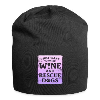Je veux juste boire du vin et sauver des chiens Chien - Bonnet en jersey - noir - Devant