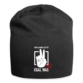 Zwei Alkohol bitte! Egal was - Saufen Bier Party - Jersey-Beanie - Schwarz - Vorne