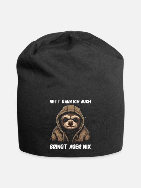 Faultier Faultiere Tier Schlafen Faul - Jersey-Beanie - Schwarz