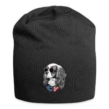 cavalier spaniel Amerikanische Flagge 4.Juli - Jersey-Beanie - Schwarz - Vorne