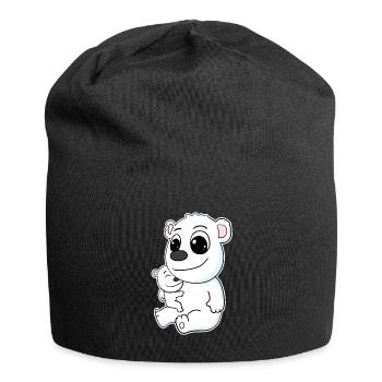 Famille d’ours polaires - Ours polaire avec bébé - Motif d’ours polaire - Bonnet en jersey - noir - Devant
