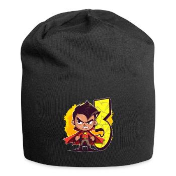 Super-héros de 3 ans et fête d’anniversaire d’action pour enfants - Bonnet en jersey - noir - Devant